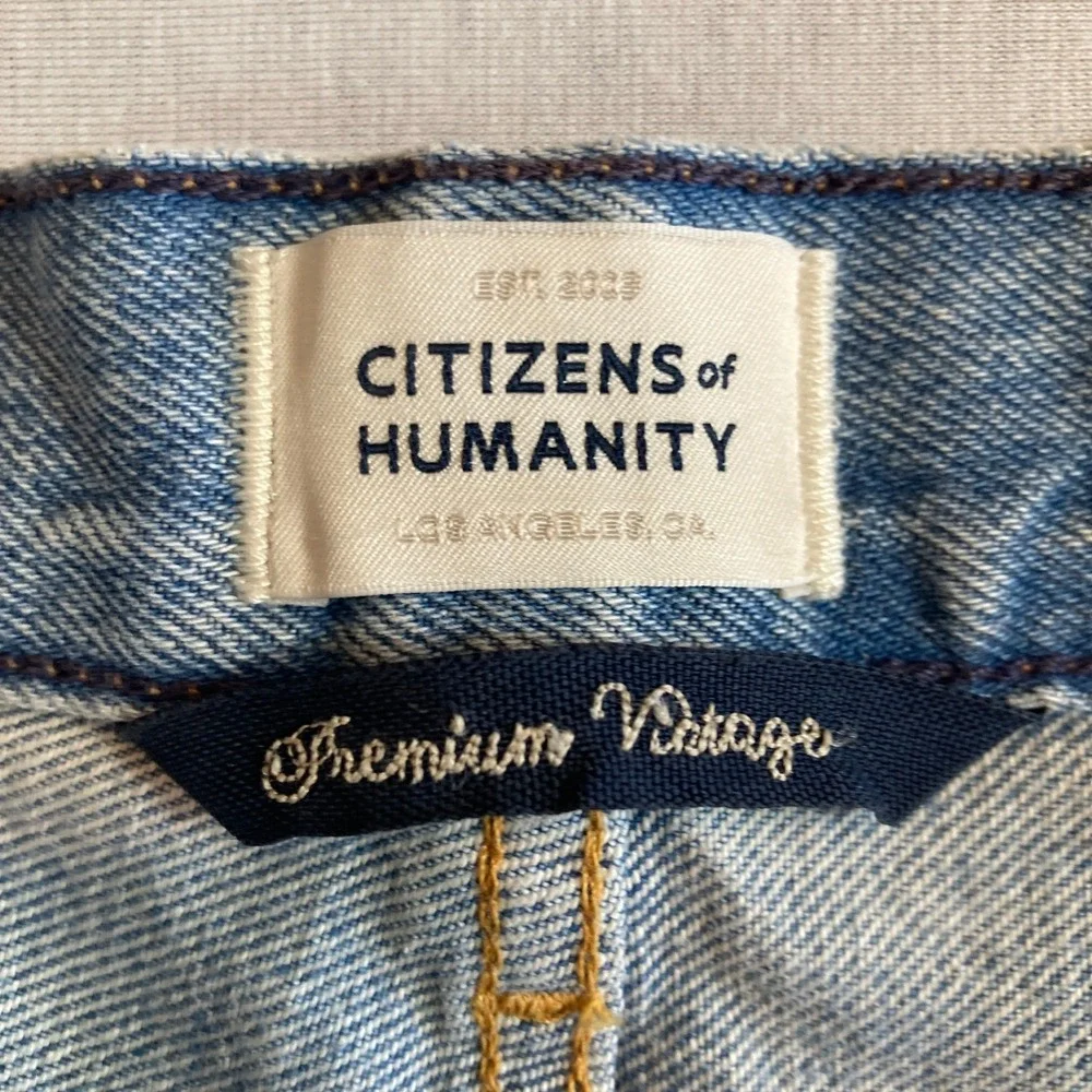 Citizens of Humanity Denim Shorts Button Fly Distressed Annabelle Organic Cotton